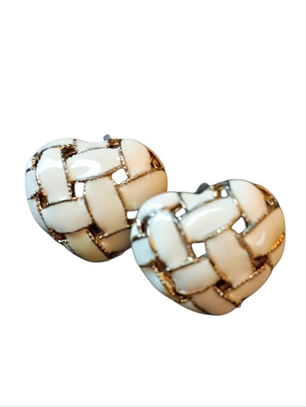 Fashion Jewelry White Woven Heart Stud Earrings
